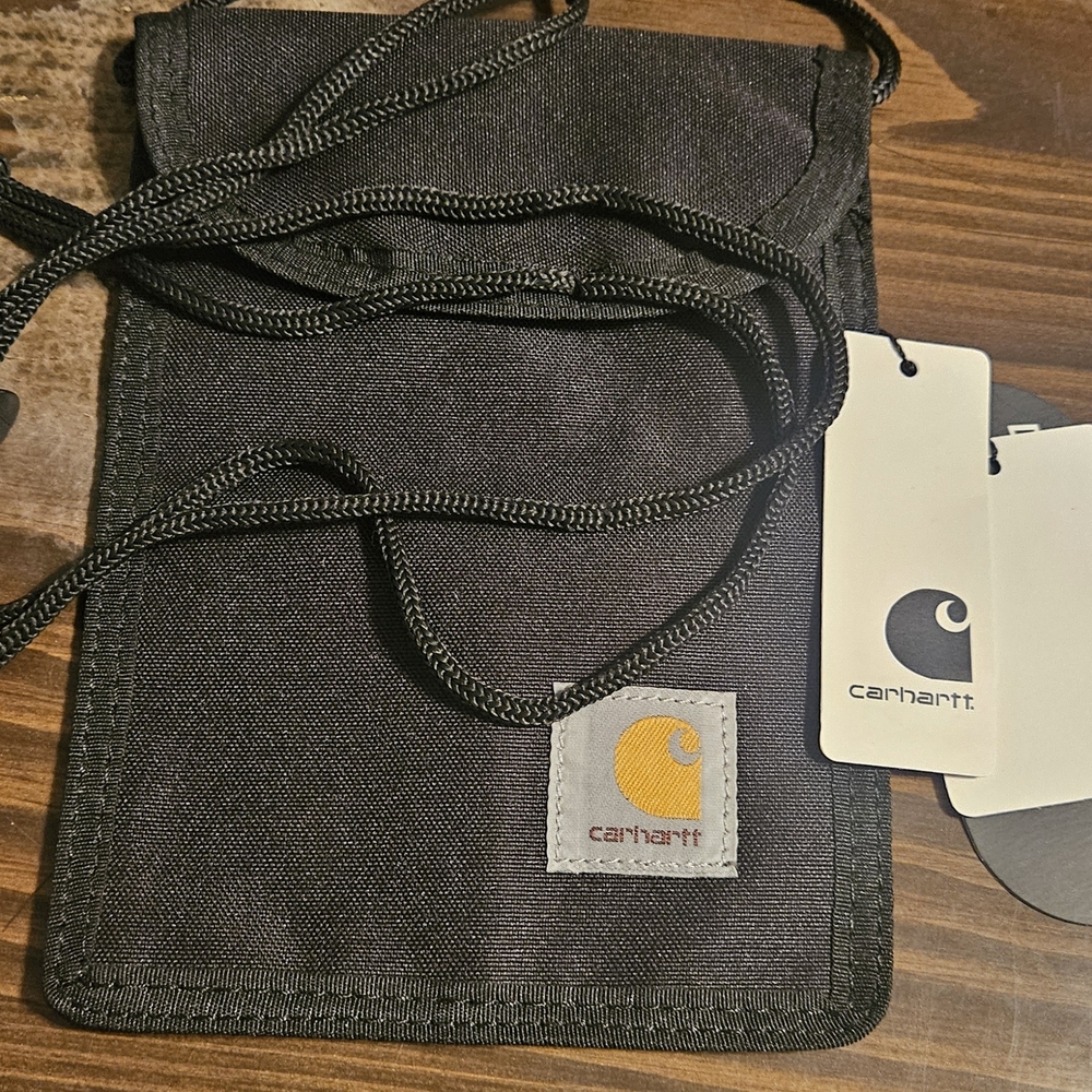 Carhartt Black Crossbody Neck Pouch with Yellow Logo